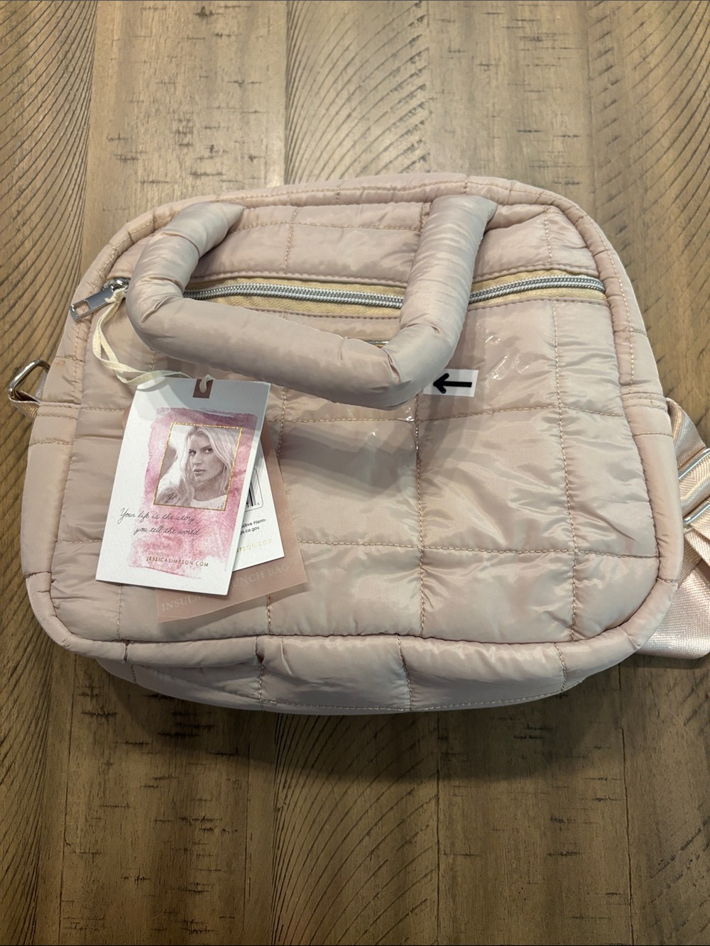 Jessica Simpson Quilted tan insulation lunch tote 702